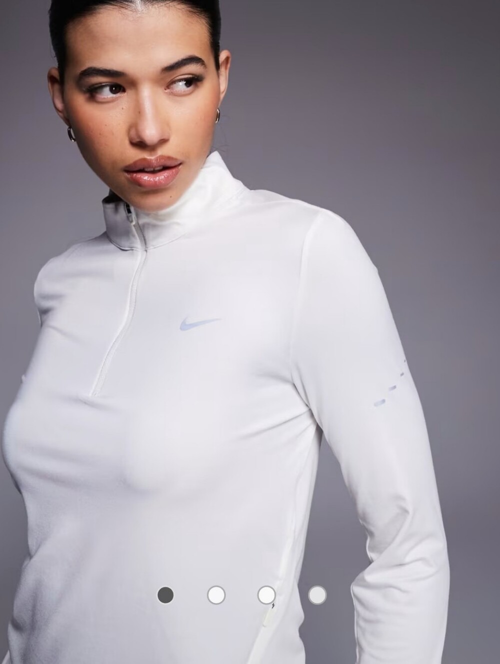 ​Nike Womens Dri FIT 1/4 Zip Running Hoodie Top Sz S White Element Pullover Golf